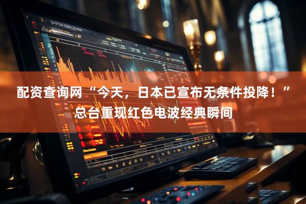 配资查询网 “今天，日本已宣布无条件投降！”总台重现红色电波经典瞬间
