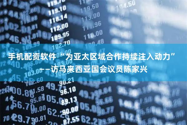 手机配资软件 “为亚太区域合作持续注入动力” ——访马来西亚国会议员陈家兴